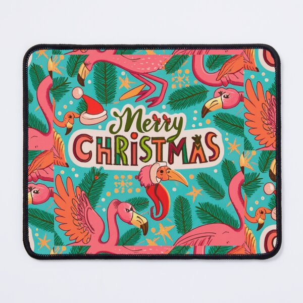 Item preview, flamingo christmas pattern: Cute flamingo wearing a santa hat' designed and sold by The Knick Knack Nook.