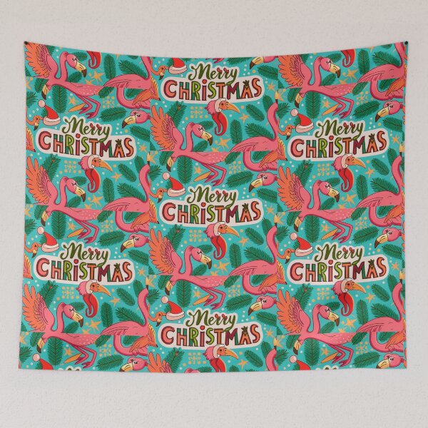 Item preview, flamingo christmas pattern: Cute flamingo wearing a santa hat' designed and sold by The  Knick Knack Nook.