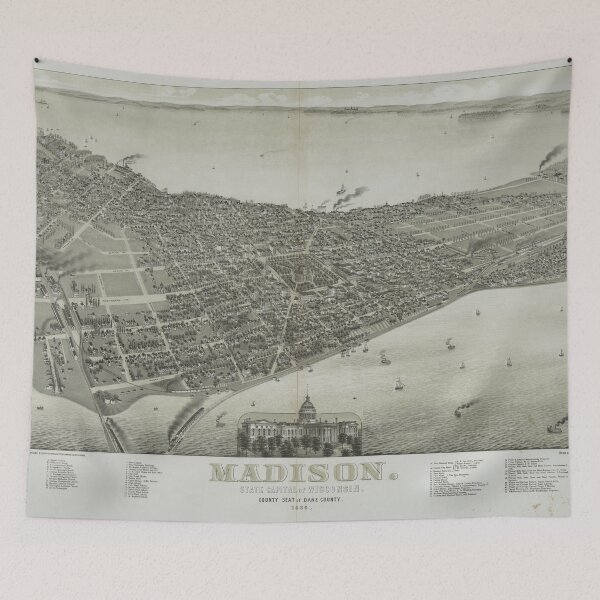 Item preview, Vintage Pictorial Map of Madison WI (1885) designed and sold by BravuraMedia.