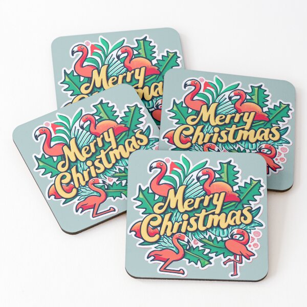 Item preview, flamingo christmas: Cute flamingo surronuded by tropical leaves designed and sold by The  Knick Knack Nook.
