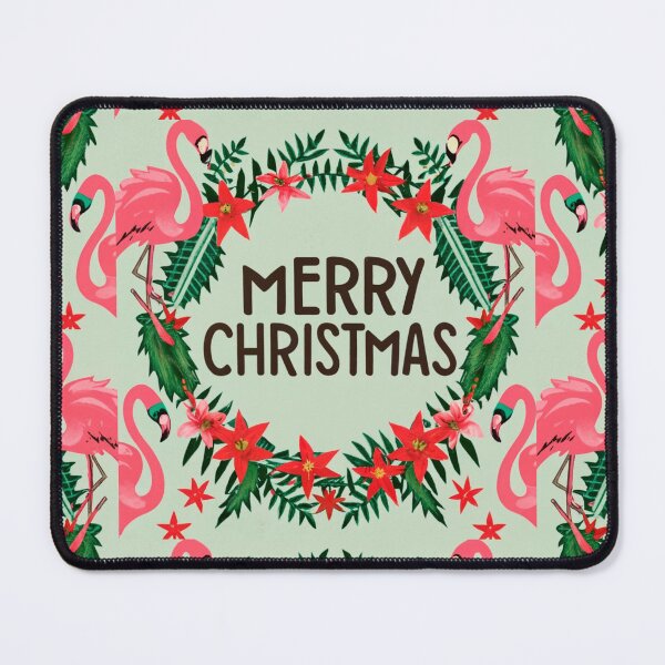 Item preview, for flamingo christmas lover: Flamingo surrounded by tropical leaves pattern designed and sold by The Knick Knack Nook.