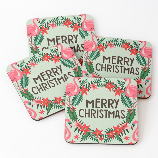 Item preview, for flamingo christmas lover: Flamingo surrounded by tropical leaves pattern designed and sold by The  Knick Knack Nook.