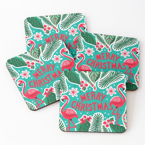 Item preview,  flamingo christmas lover: Flamingo surrounded by tropica leaves designed and sold by The  Knick Knack Nook.