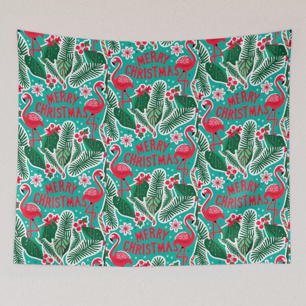 Item preview,  flamingo christmas lover: Flamingo surrounded by tropica leaves designed and sold by The  Knick Knack Nook.