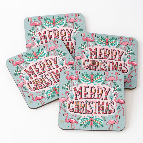 Item preview, flamingo christmas pattern: Cute flamingo wearing a santa hat' designed and sold by The  Knick Knack Nook.