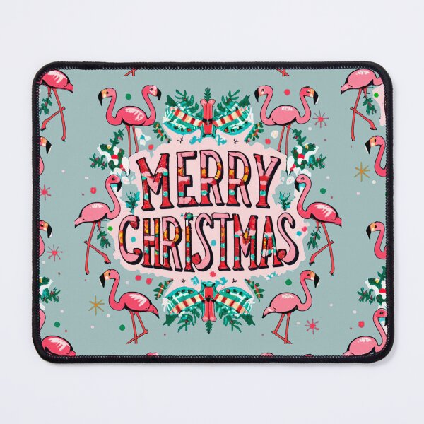 Item preview, flamingo christmas pattern: Cute flamingo wearing a santa hat' designed and sold by The Knick Knack Nook.