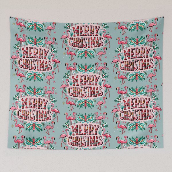 Item preview, flamingo christmas pattern: Cute flamingo wearing a santa hat' designed and sold by The  Knick Knack Nook.