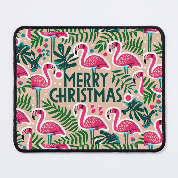 Item preview, Cute pink flamingo wearing a christmas' hat and surrounded by christmas things designed and sold by The Knick Knack Nook.