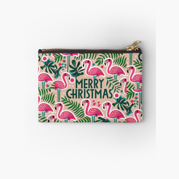 Item preview, Cute pink flamingo wearing a christmas' hat and surrounded by christmas things designed and sold by The  Knick Knack Nook.