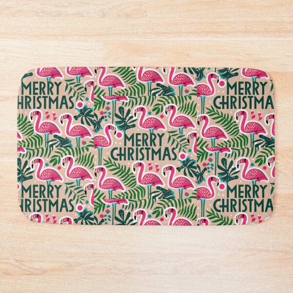 Item preview, Cute pink flamingo wearing a christmas' hat and surrounded by christmas things designed and sold by The  Knick Knack Nook.