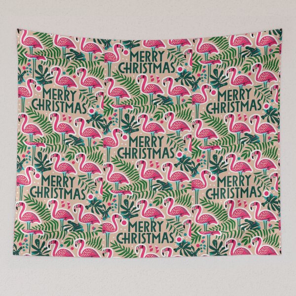 Item preview, Cute pink flamingo wearing a christmas' hat and surrounded by christmas things designed and sold by The  Knick Knack Nook.