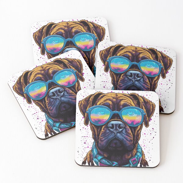 Item preview, illustration of a Boxer dog wearing colored glasses designed and sold by ruvida.
