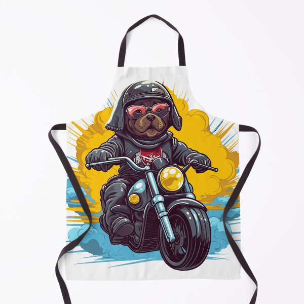 Item preview, illustration of a labrador dog dressed as a biker is riding a motorcycle designed and sold by ruvida.