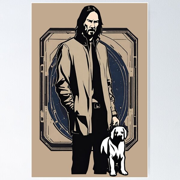 Artikel-Vorschau von John Wick und sein treuer Hund Sunset Vintage Retro-Film, designt und verkauft von 3dozecreations.