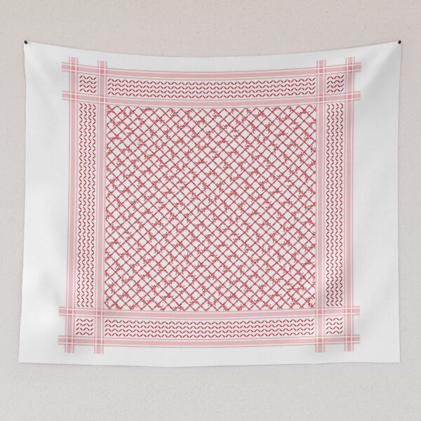 Item preview, Red Keffiyeh Palestinian scarf Bullets and barbwire designed and sold by Inspiro Studio.