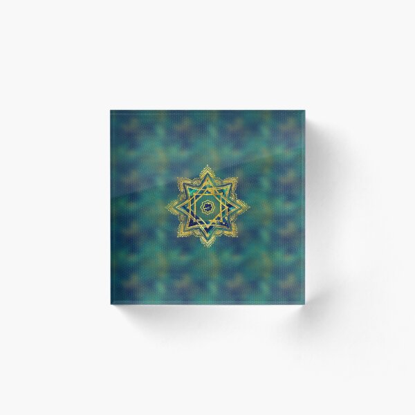 Golden Decorative Star of Lakshmi - Ashthalakshmi Acrylic Block