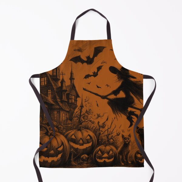 Item preview, Witch on a Broomstick Flying in front of a Haunted House designed and sold by CreativewithArt.