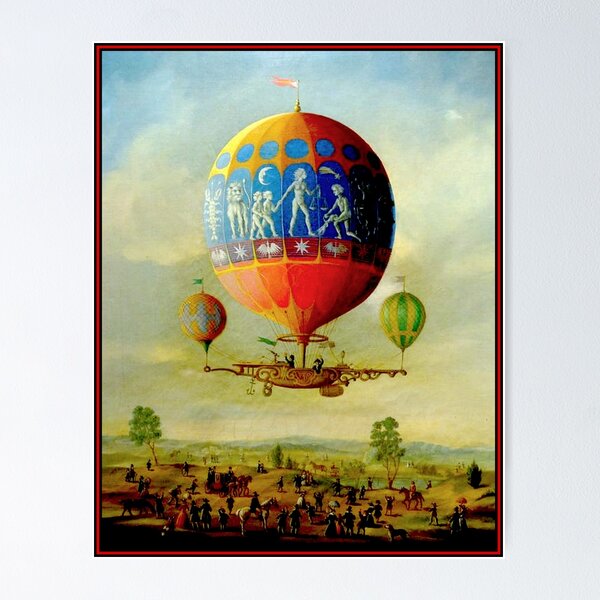 Item preview, BALLOON : Vintage 1809 Hot Air Travel Print designed and sold by posterbobs.