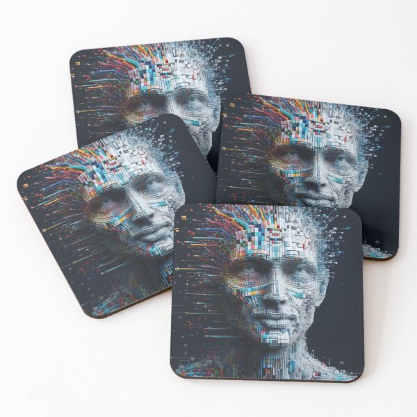 Item preview, AI Personified. Portrait made up of 3D Shapes designed and sold by AtithasosTragos.
