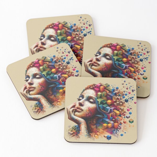 Item preview, Daydreaming. Colorful Portrait made up of 3D Shapes designed and sold by AtithasosTragos.