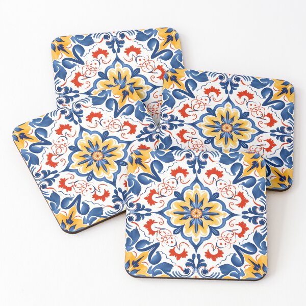Hand painted Portuguese Ceramic Tile Round Coaster – Set of 3 – We