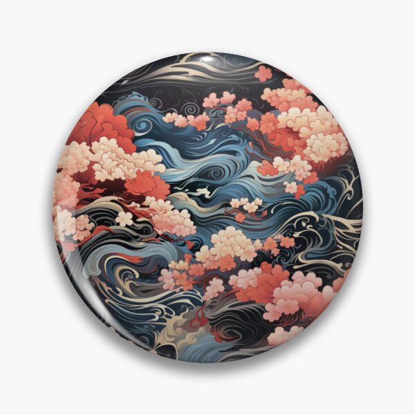 Item preview, Kimono style pattern: waves and sakura designed and sold by Onigokko.
