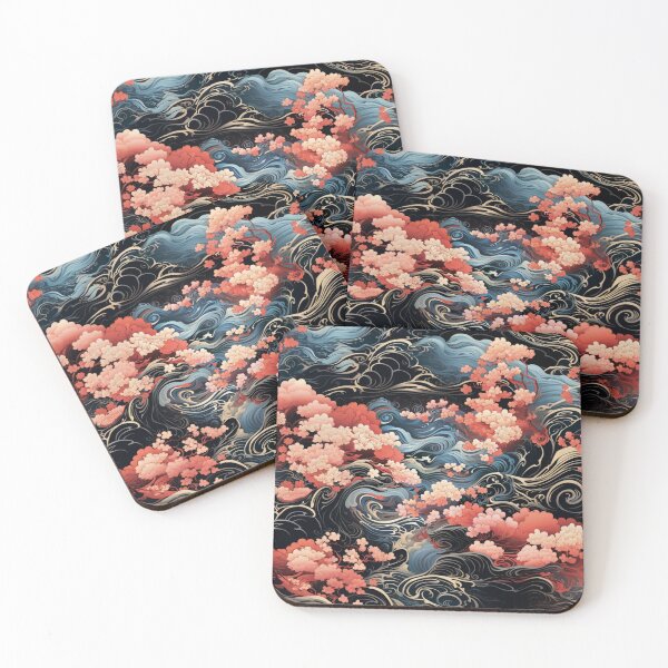 Item preview, Kimono style pattern: waves and sakura designed and sold by Onigokko.