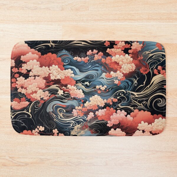 Item preview, Kimono style pattern: waves and sakura designed and sold by Onigokko.
