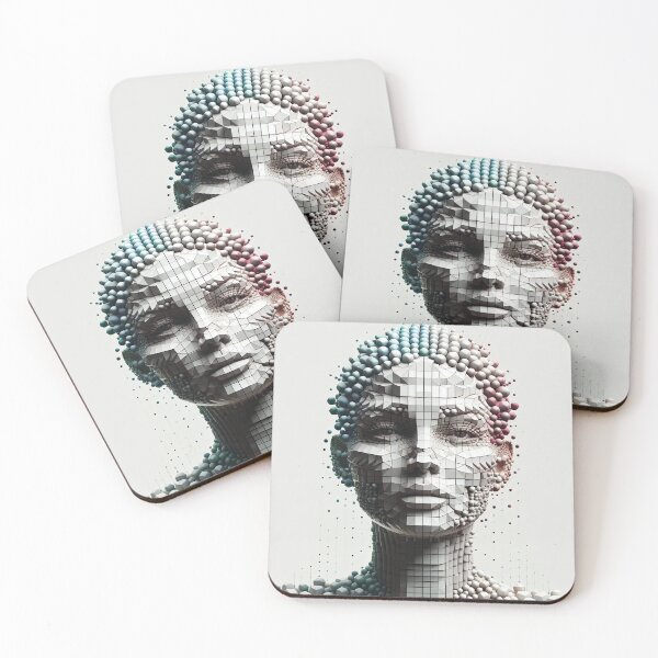 Item preview, AI personified. Portrait made up of 3D Shapes designed and sold by AtithasosTragos.