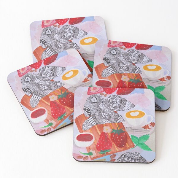 Item preview, Coffee, croissants and strawberries  designed and sold by Kiruthikaarts.