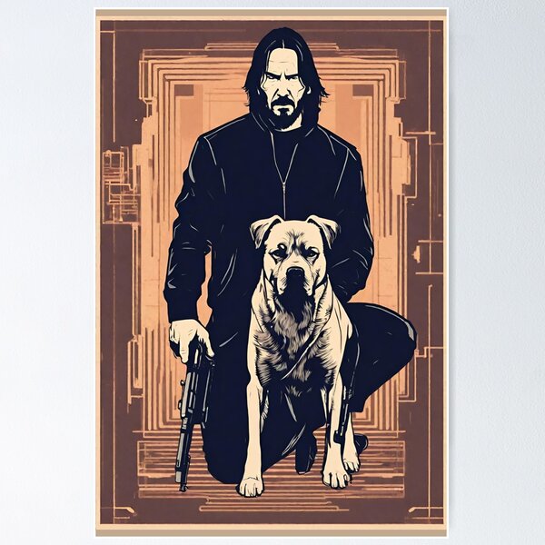 Artikel-Vorschau von John Wick Parabellum und sein treuer Hund Sonnenuntergang Vintage Retro-Film, designt und verkauft von 3dozecreations.