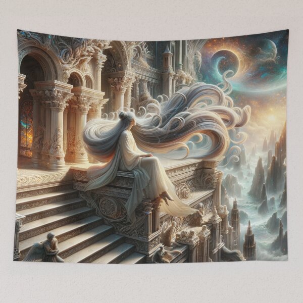 Item preview, Radiant Recline: The Ethereal Intersection of Fantasy and Elegance in a Luminous Digital Realm designed and sold by oanaunciuleanu.
