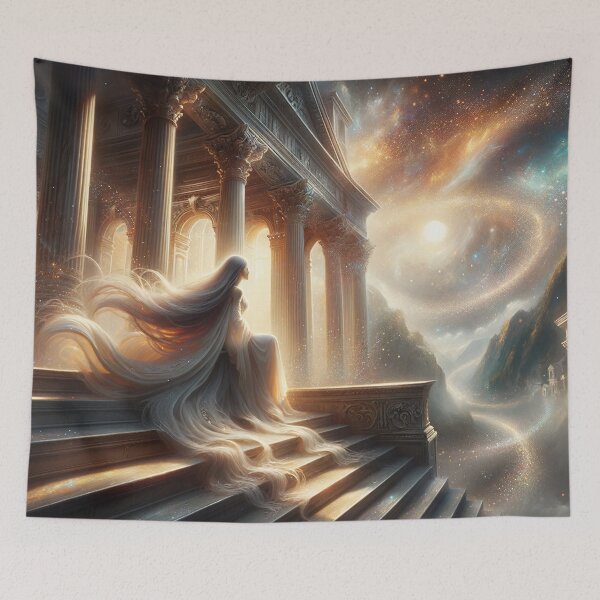 Item preview, Radiant Recline: The Ethereal Intersection of Fantasy and Elegance in a Luminous Digital Realm designed and sold by oanaunciuleanu.