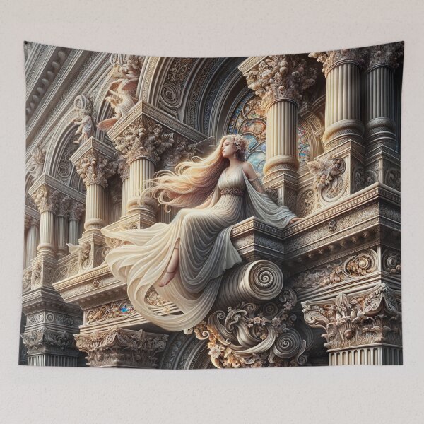 Item preview, Radiant Recline: The Ethereal Intersection of Fantasy and Elegance in a Luminous Digital Realm designed and sold by oanaunciuleanu.