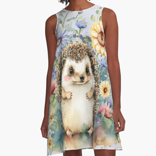 Item preview, Watercolor Hedgehog in Flowers designed and sold by HolidayBug.