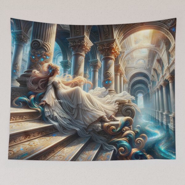 Item preview, Radiant Recline: The Ethereal Intersection of Fantasy and Elegance in a Luminous Digital Realm designed and sold by oanaunciuleanu.