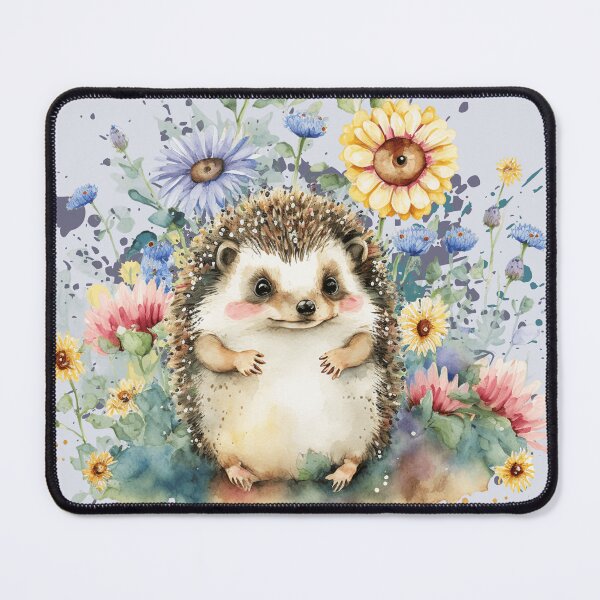 Item preview, Watercolor Hedgehog in Flowers designed and sold by HolidayBug.