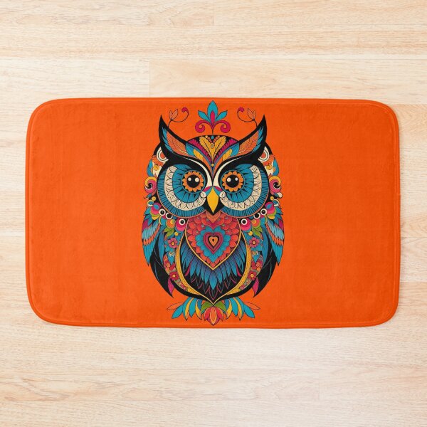 Item preview, Owl Folk Art Orange Background designed and sold by Retro Salt.