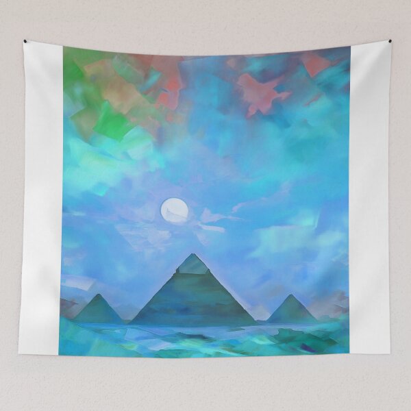 Item preview, The Pyramids of Giza, Egypt, Azure, AI Generated Art - One of the Seven Wonders of the Ancient World designed and sold by studioSharonKay.