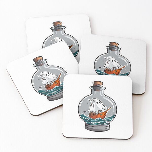 Item preview, Cartoon Ghost Ship in a Bottle designed and sold by PixelFixArt.