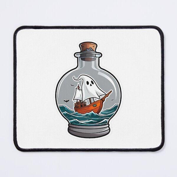 Item preview, Cartoon Ghost Ship in a Bottle designed and sold by PixelFixArt.