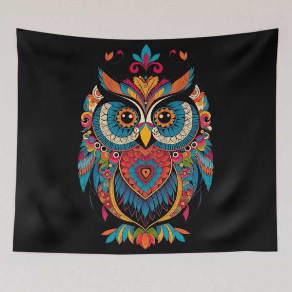 Item preview, Owl Zentangle Inspired Black Background designed and sold by Retro Salt.