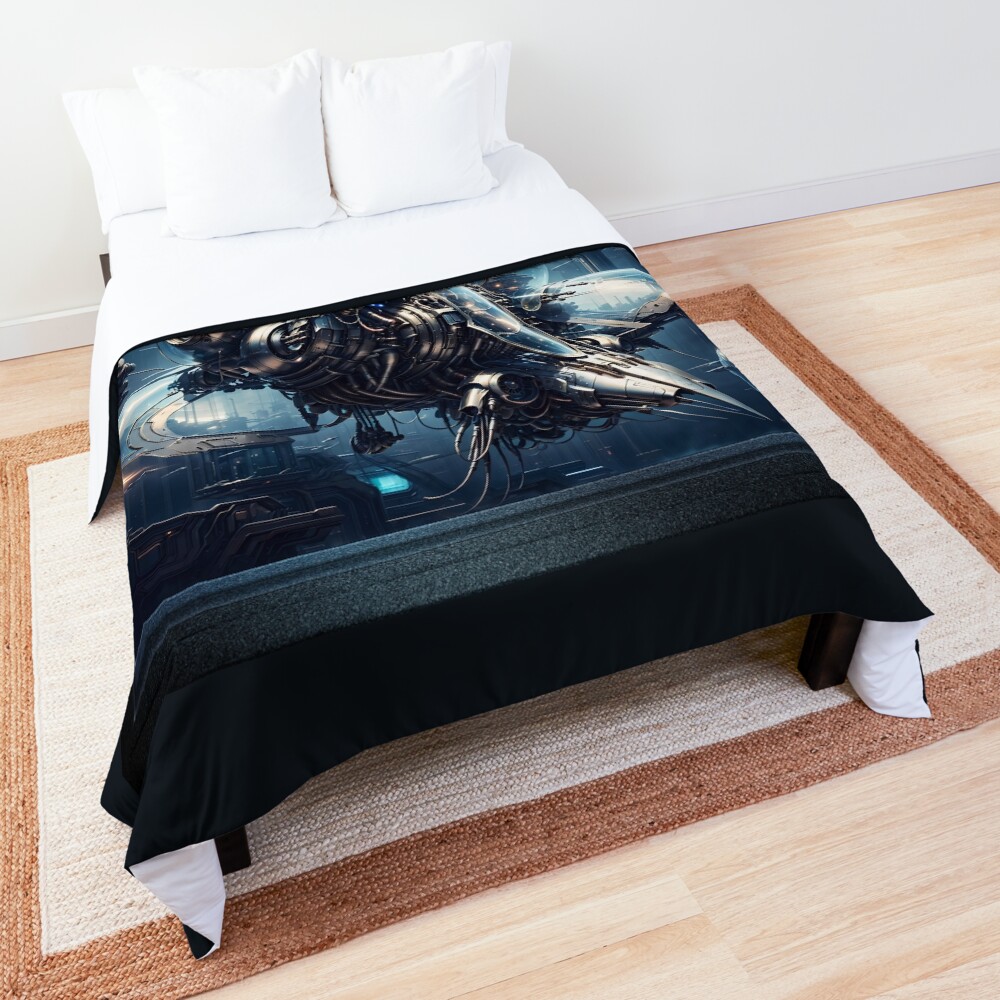The Raspian Dynamorph Drone Sci-Fi Fantasy AI Concept Art by Xzendor7 Decorative Comforter Art Print