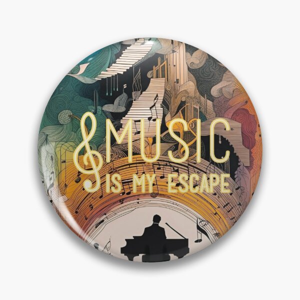 Item preview, Music is my escape. Pictorial thoughts that are released and fly away like birds above the musicians who play. A slogan is written Music is my escape designed and sold by Creativesphotos.