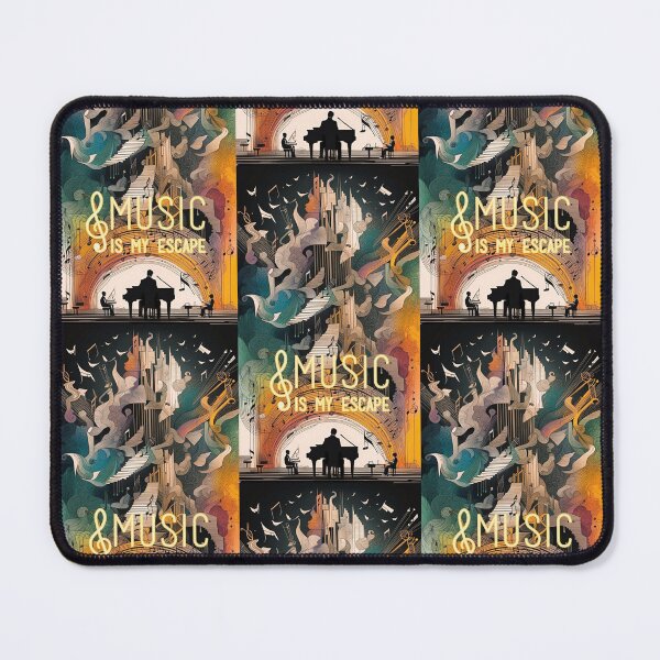 Item preview, Music is my escape. Pictorial thoughts that are released and fly away like birds above the musicians who play. A slogan is written Music is my escape designed and sold by Creativesphotos.