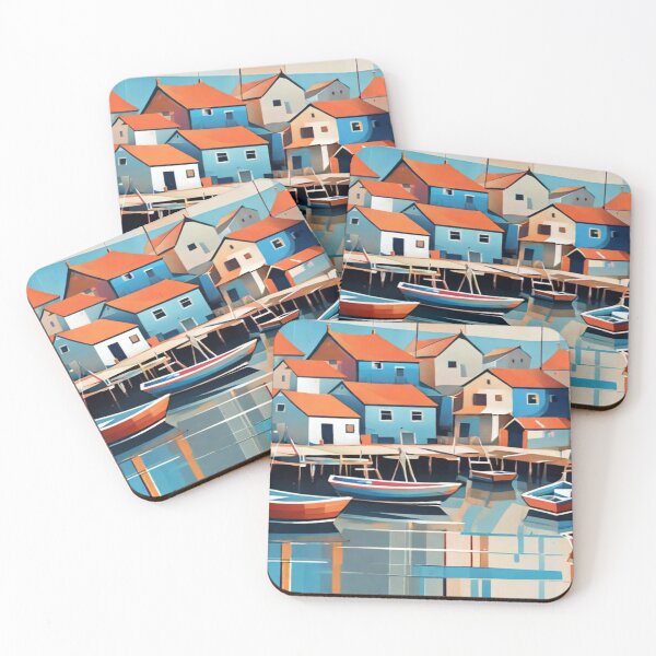 Item preview, Abstract Seascape Fishing Village designed and sold by KoliBabb.