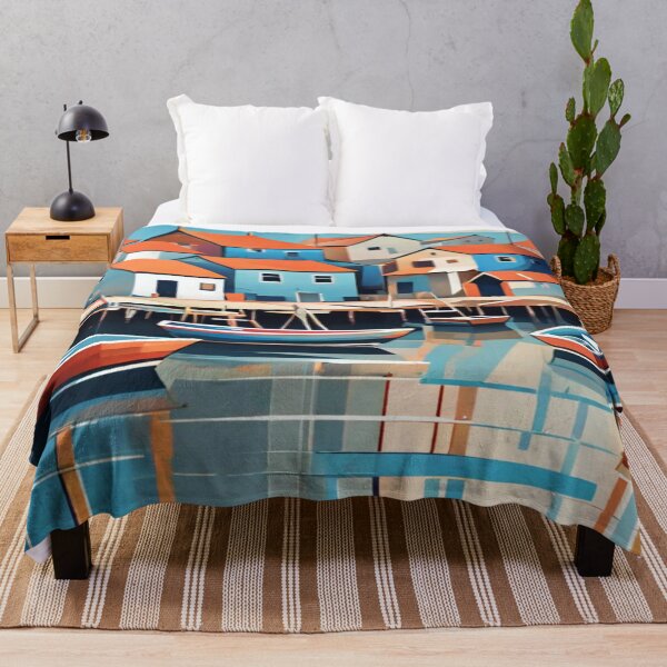 Item preview, Abstract Seascape Fishing Village designed and sold by KoliBabb.