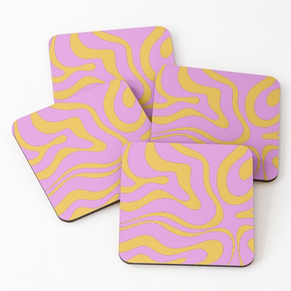 Item preview, Modern Retro Liquid Swirl Funky Abstract Pattern Lavender Pink and Mustard Yellow designed and sold by kierkegaard.