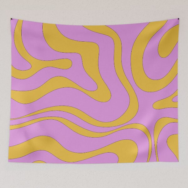 Item preview, Modern Retro Liquid Swirl Funky Abstract Pattern Lavender Pink and Mustard Yellow designed and sold by kierkegaard.