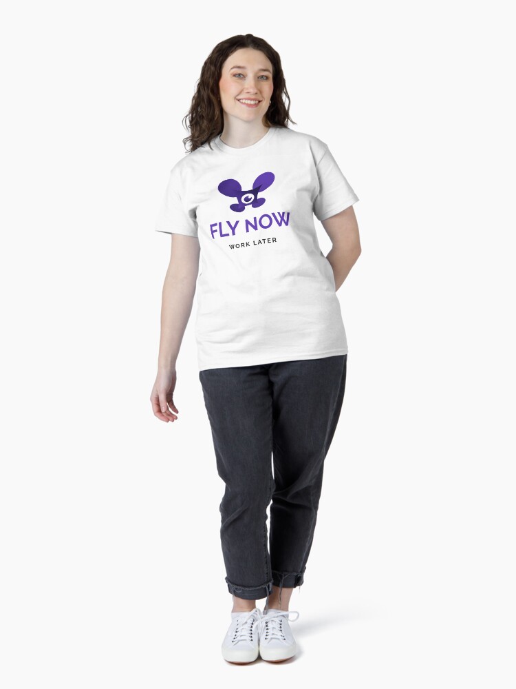 Thumbnail 4 of 7, Classic T-Shirt, Drone: Fly Now, Work Later designed and sold by Teesamust.